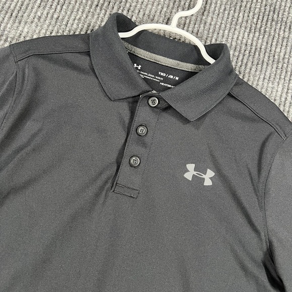 Under Armour Other - Under Armour Polo Shirt Boys Medium Black Short Sleeve Loose Fit Heat Gear